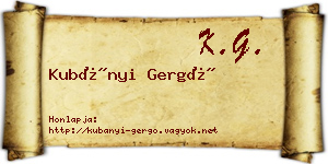 Kubányi Gergő névjegykártya